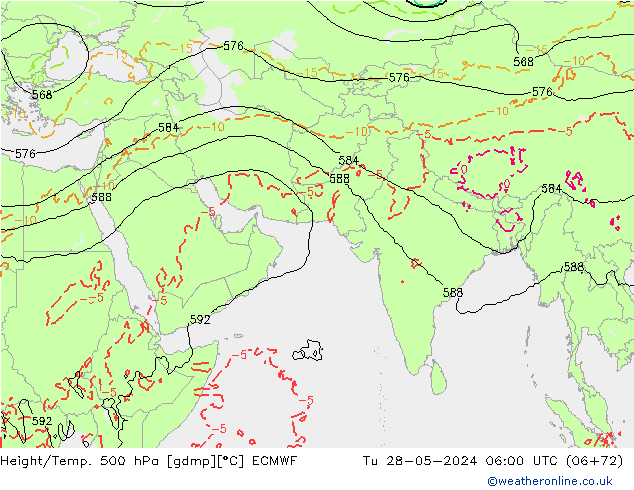 Z500/Rain (+SLP)/Z850 ECMWF Tu 28.05.2024 06 UTC