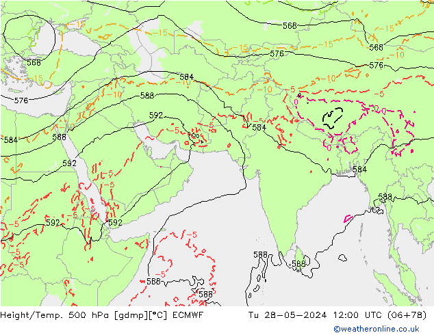 Z500/Yağmur (+YB)/Z850 ECMWF Sa 28.05.2024 12 UTC