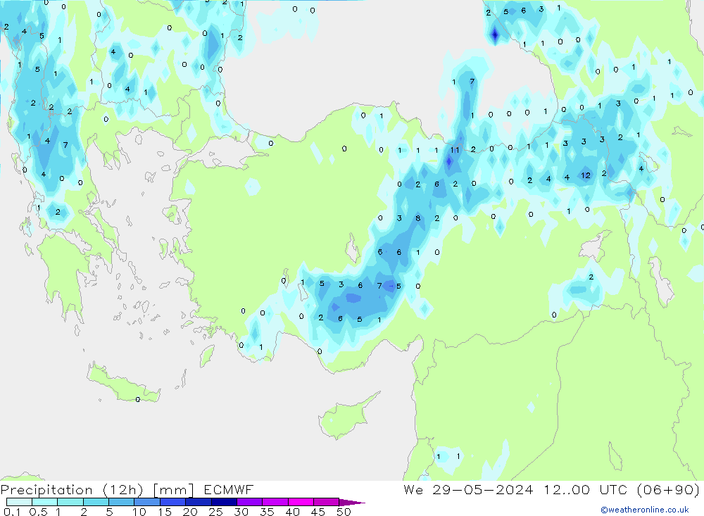 Yağış (12h) ECMWF Çar 29.05.2024 00 UTC