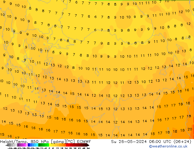 Z500/Rain (+SLP)/Z850 ECMWF nie. 26.05.2024 06 UTC