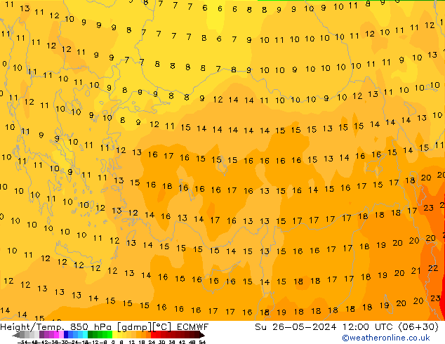 Z500/Rain (+SLP)/Z850 ECMWF Su 26.05.2024 12 UTC