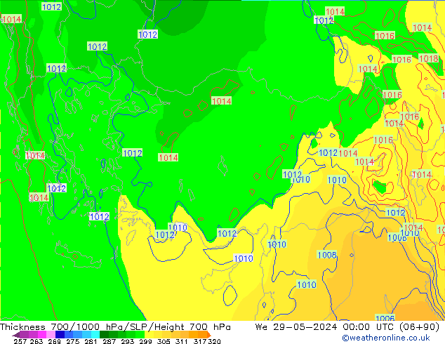 700-1000 hPa Kalınlığı ECMWF Çar 29.05.2024 00 UTC