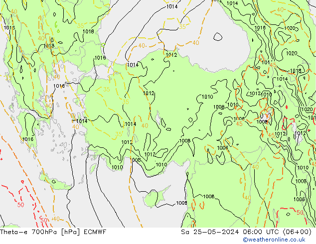 Theta-e 700hPa ECMWF Sáb 25.05.2024 06 UTC