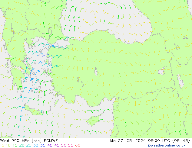 wiatr 900 hPa ECMWF pon. 27.05.2024 06 UTC