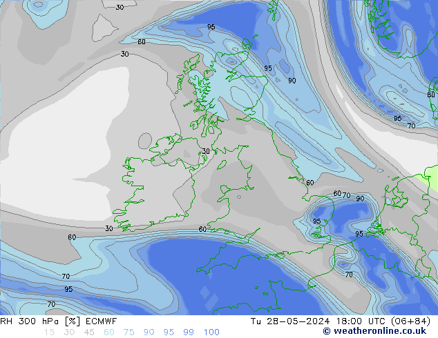 300 hPa Nispi Nem ECMWF Sa 28.05.2024 18 UTC