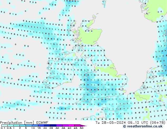 Precipitation ECMWF Tu 28.05.2024 12 UTC