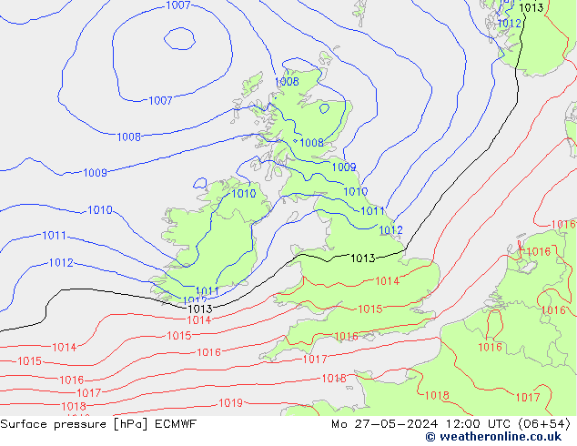 ciśnienie ECMWF pon. 27.05.2024 12 UTC