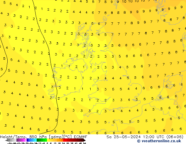 Z500/Rain (+SLP)/Z850 ECMWF so. 25.05.2024 12 UTC