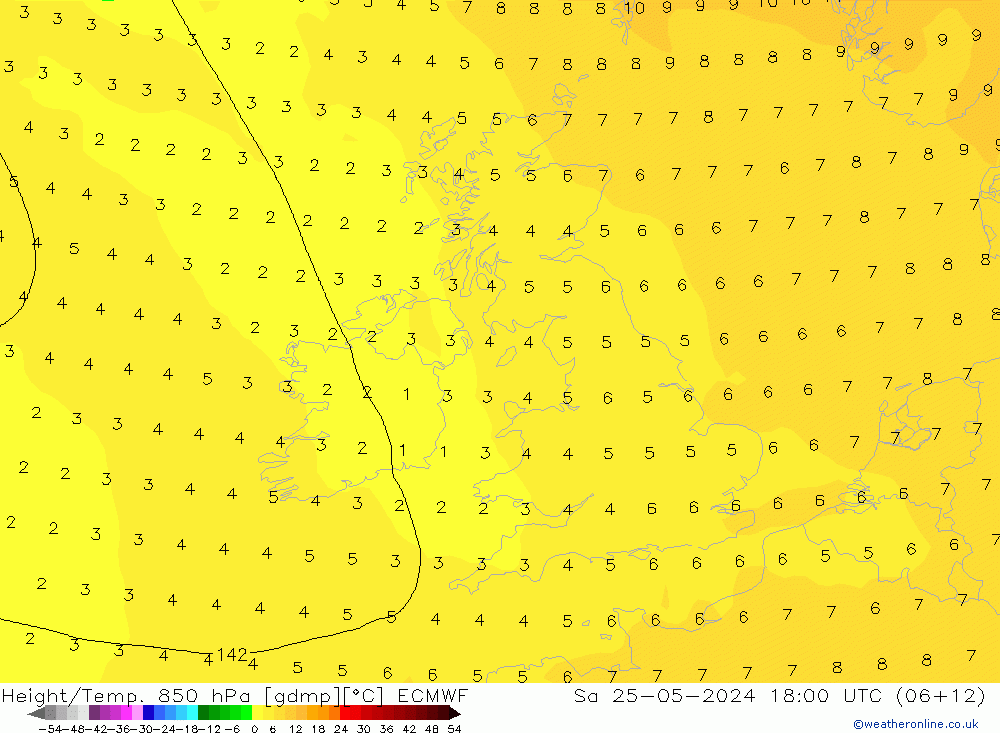 Z500/Rain (+SLP)/Z850 ECMWF Sa 25.05.2024 18 UTC