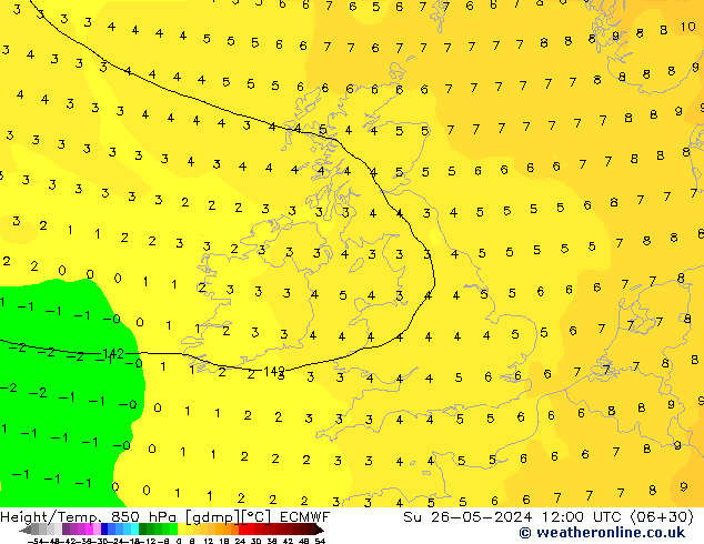 Z500/Rain (+SLP)/Z850 ECMWF dim 26.05.2024 12 UTC