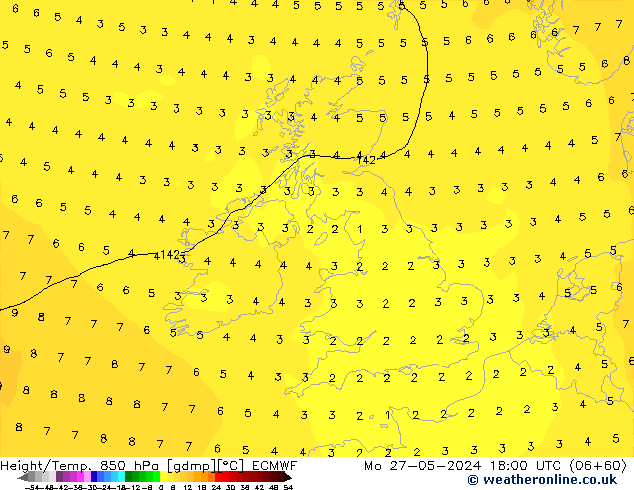 Z500/Rain (+SLP)/Z850 ECMWF Po 27.05.2024 18 UTC