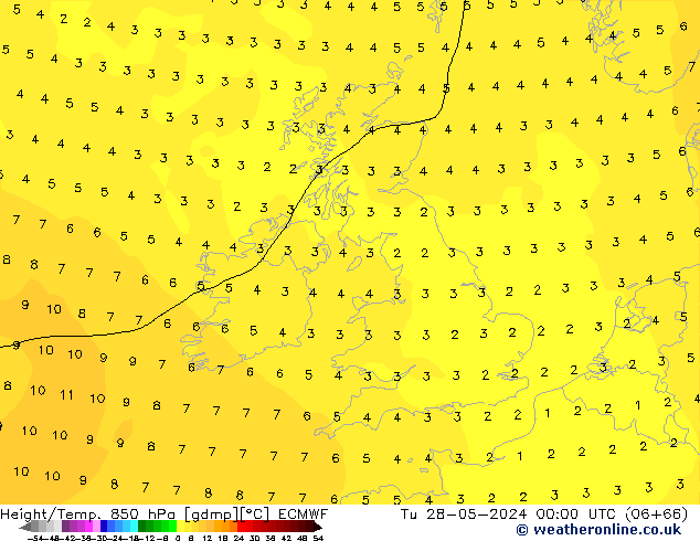 Z500/Rain (+SLP)/Z850 ECMWF  28.05.2024 00 UTC