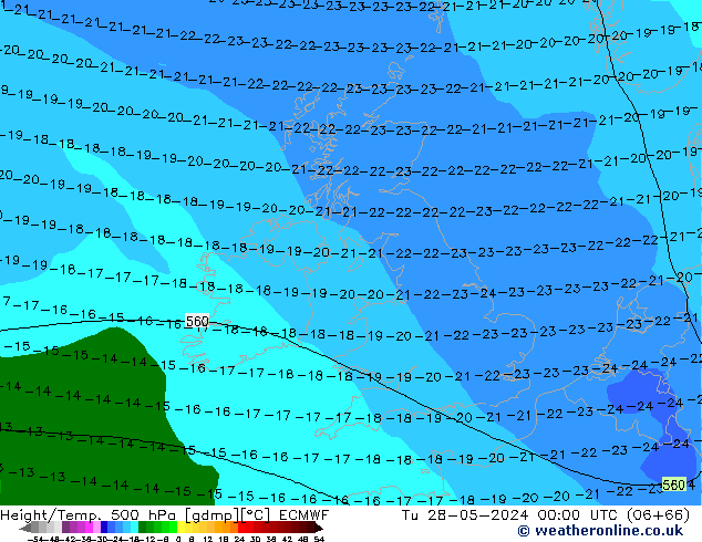 Z500/Rain (+SLP)/Z850 ECMWF  28.05.2024 00 UTC