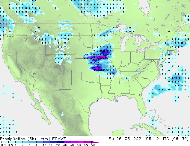 Yağış (6h) ECMWF Paz 26.05.2024 12 UTC