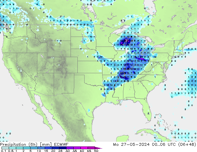 Z500/Rain (+SLP)/Z850 ECMWF  27.05.2024 06 UTC