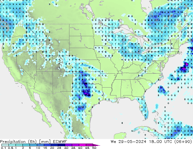 Precipitation (6h) ECMWF St 29.05.2024 00 UTC