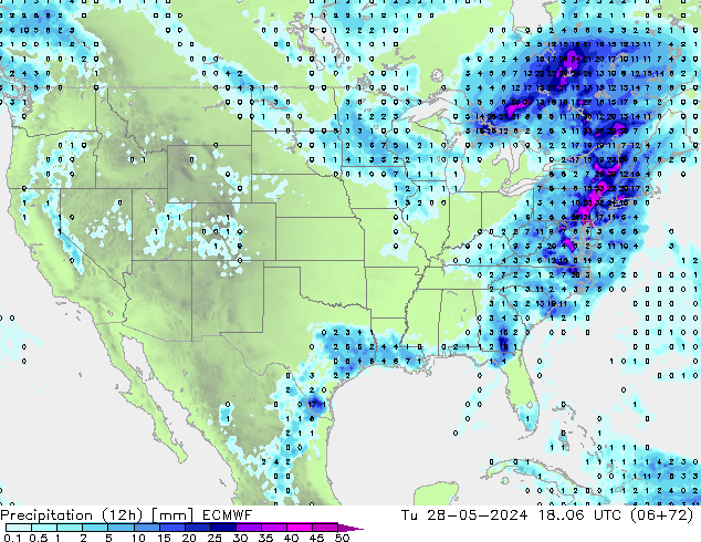 Precipitazione (12h) ECMWF mar 28.05.2024 06 UTC