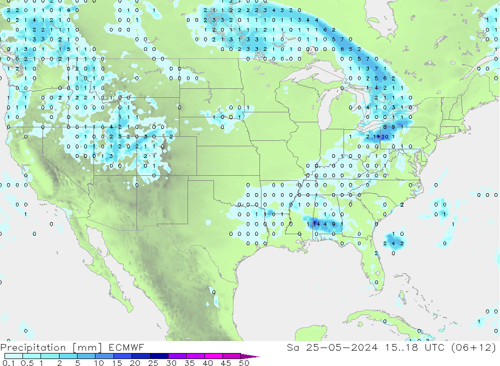 precipitação ECMWF Sáb 25.05.2024 18 UTC