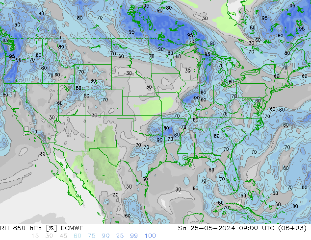 850 hPa Nispi Nem ECMWF Cts 25.05.2024 09 UTC