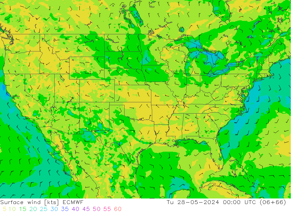 Surface wind ECMWF Tu 28.05.2024 00 UTC