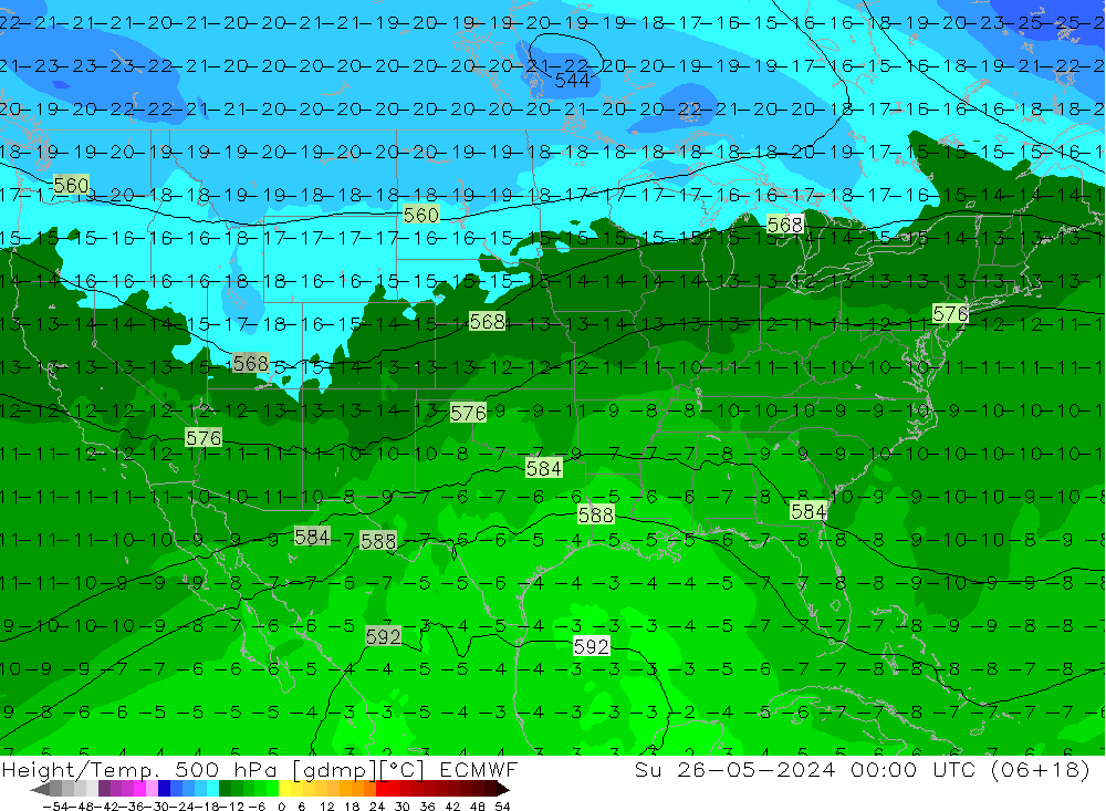 Z500/Rain (+SLP)/Z850 ECMWF  26.05.2024 00 UTC