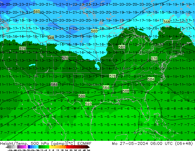 Z500/Rain (+SLP)/Z850 ECMWF  27.05.2024 06 UTC