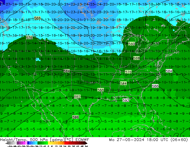 Z500/Rain (+SLP)/Z850 ECMWF Po 27.05.2024 18 UTC