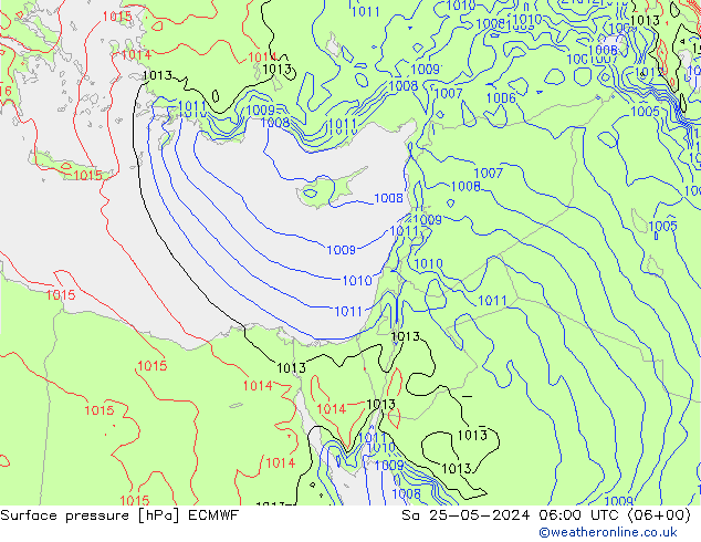 Surface pressure ECMWF Sa 25.05.2024 06 UTC