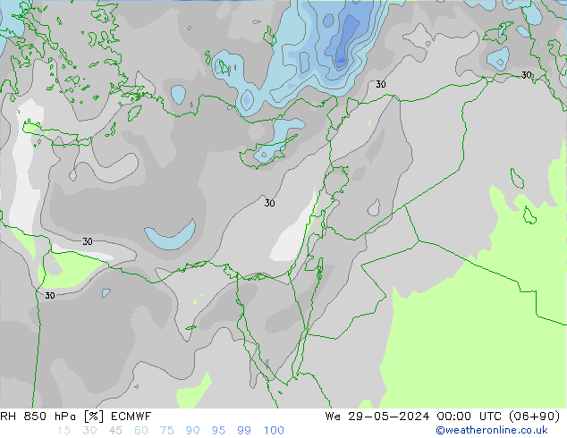 RH 850 hPa ECMWF We 29.05.2024 00 UTC