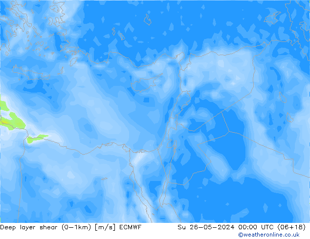 Deep layer shear (0-1km) ECMWF Ne 26.05.2024 00 UTC