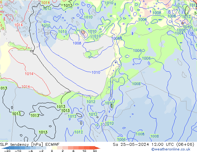 Druktendens (+/-) ECMWF za 25.05.2024 12 UTC