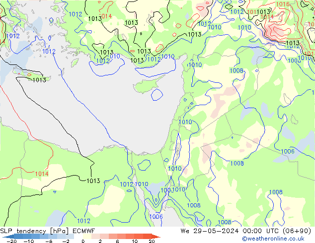 Drucktendenz ECMWF Mi 29.05.2024 00 UTC