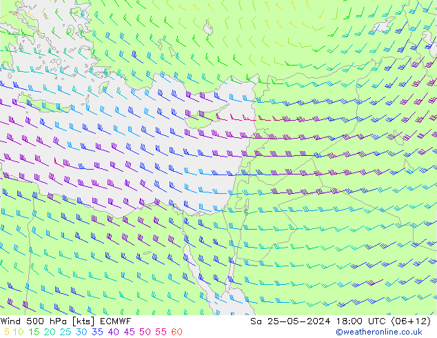 Vento 500 hPa ECMWF sab 25.05.2024 18 UTC