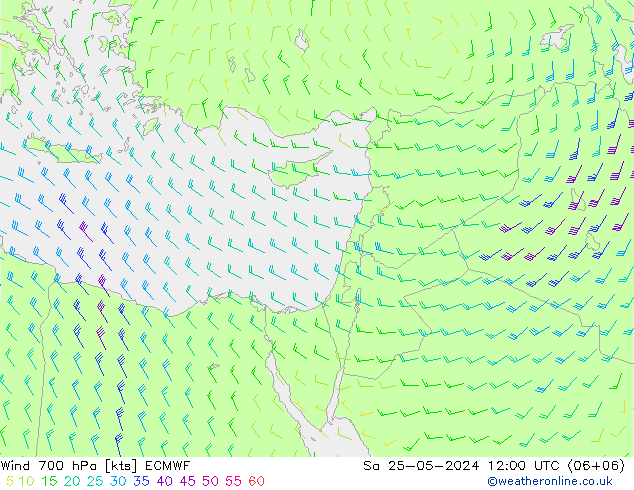 Rüzgar 700 hPa ECMWF Cts 25.05.2024 12 UTC