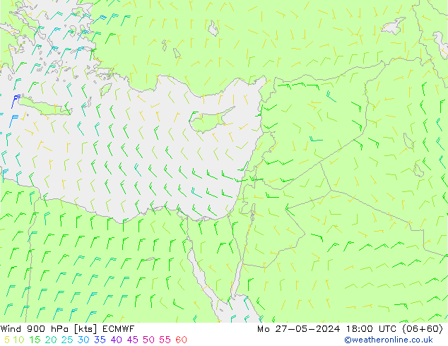 wiatr 900 hPa ECMWF pon. 27.05.2024 18 UTC