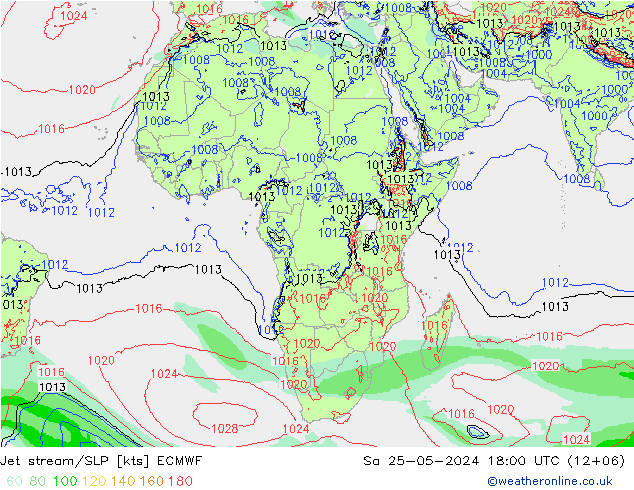 Prąd strumieniowy ECMWF so. 25.05.2024 18 UTC