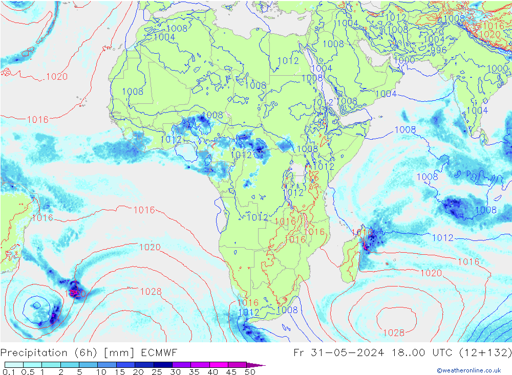 Z500/Rain (+SLP)/Z850 ECMWF Fr 31.05.2024 00 UTC