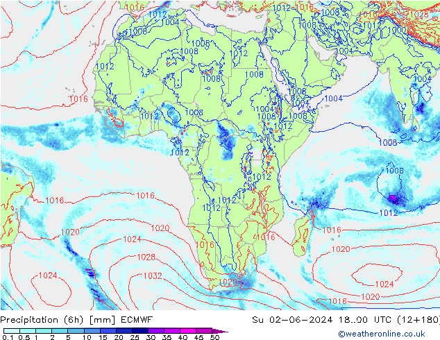 Nied. akkumuliert (6Std) ECMWF So 02.06.2024 00 UTC