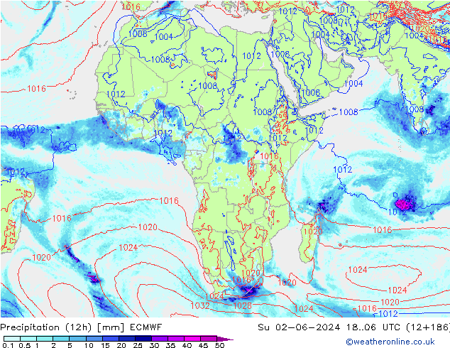 Nied. akkumuliert (12Std) ECMWF So 02.06.2024 06 UTC