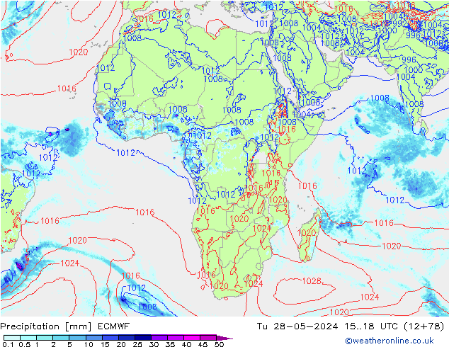 Précipitation ECMWF mar 28.05.2024 18 UTC