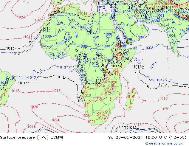 Bodendruck ECMWF So 26.05.2024 18 UTC