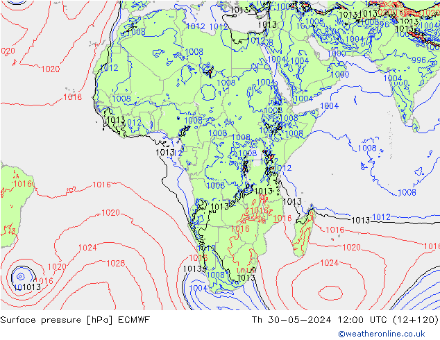 приземное давление ECMWF чт 30.05.2024 12 UTC