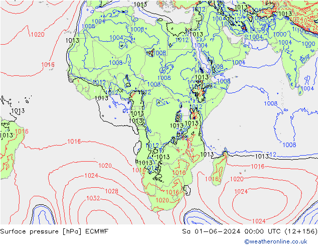 Surface pressure ECMWF Sa 01.06.2024 00 UTC