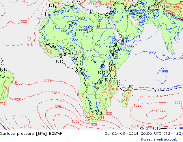 Surface pressure ECMWF Su 02.06.2024 00 UTC