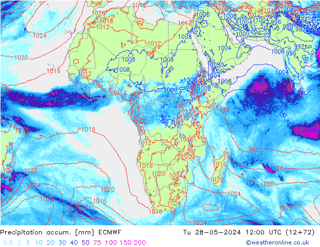 Precipitation accum. ECMWF Ter 28.05.2024 12 UTC