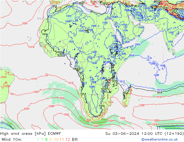 High wind areas ECMWF dim 02.06.2024 12 UTC