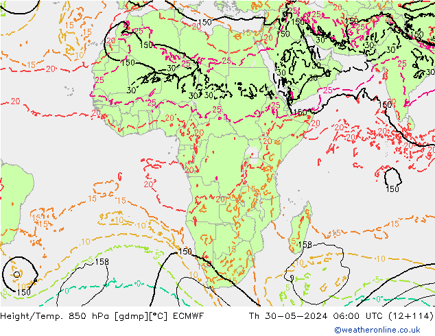 Height/Temp. 850 hPa ECMWF Th 30.05.2024 06 UTC