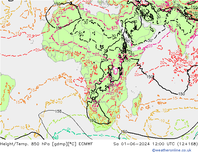 Z500/Rain (+SLP)/Z850 ECMWF Sa 01.06.2024 12 UTC