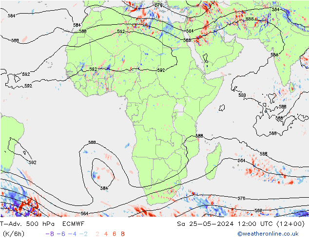 T-Adv. 500 hPa ECMWF sáb 25.05.2024 12 UTC