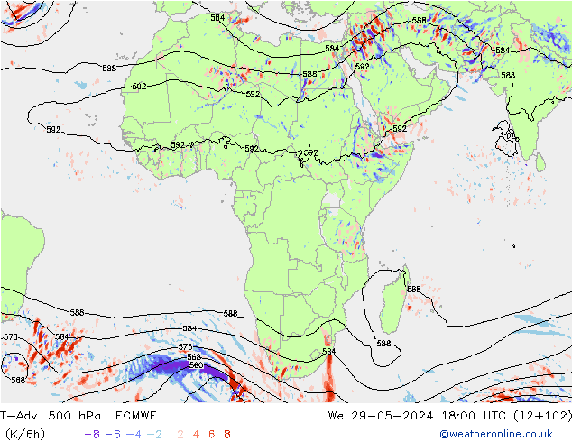 T-Adv. 500 hPa ECMWF We 29.05.2024 18 UTC